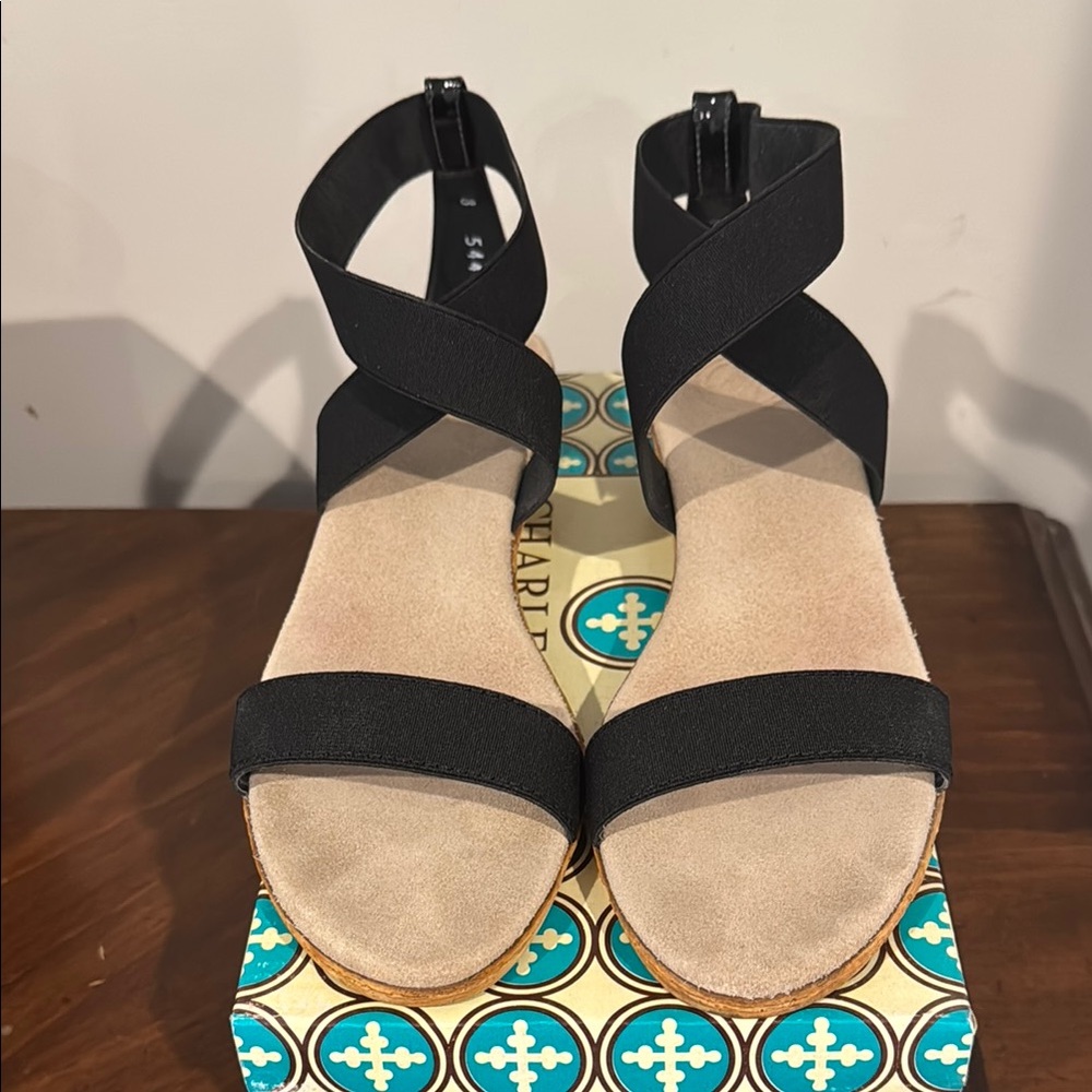 CHARLESTON SHOE CO. Black and Tan Sandals